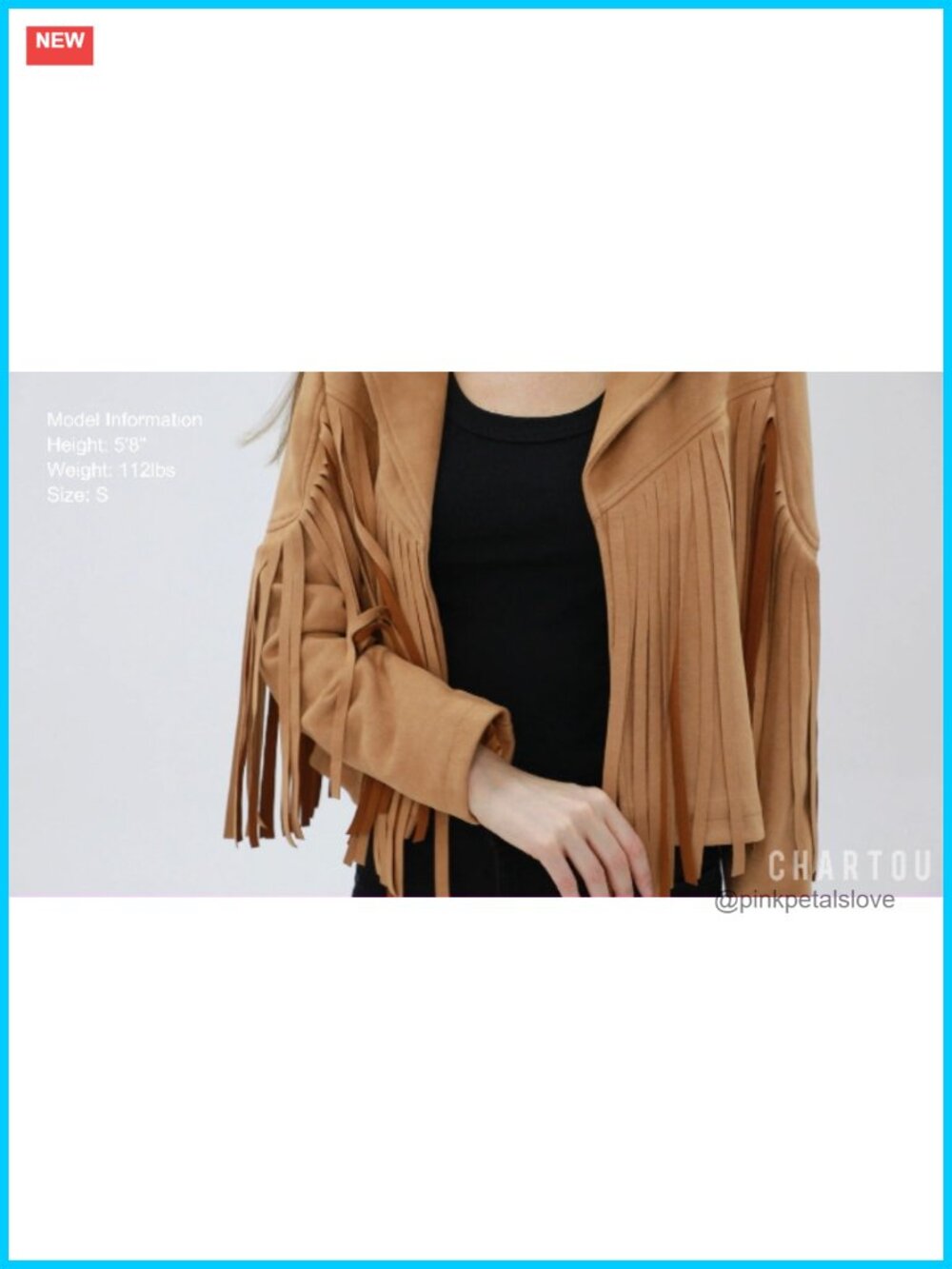 Faux Suede Fringe Cropped Moto Jacket Women Lightweight Tassel Western - Picture 4 of 6